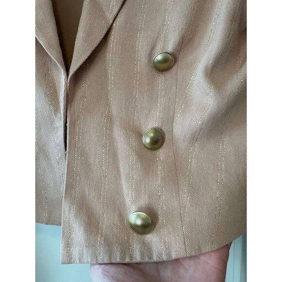 L’Agence Inez Cropped Linen Blend Blazer Pink Gold Shimmer Size 2 NWT - Picture 7 of 13